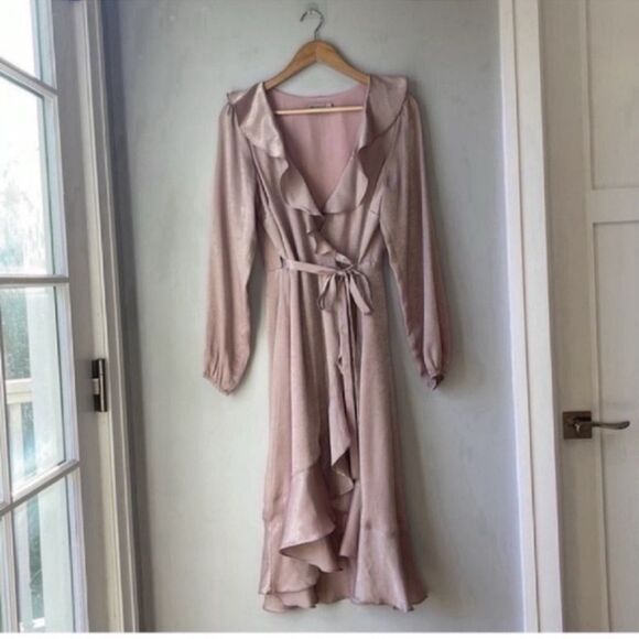 Anthropologie The Odells Sharlene Wrap Dress Pink - Picture 6 of 11